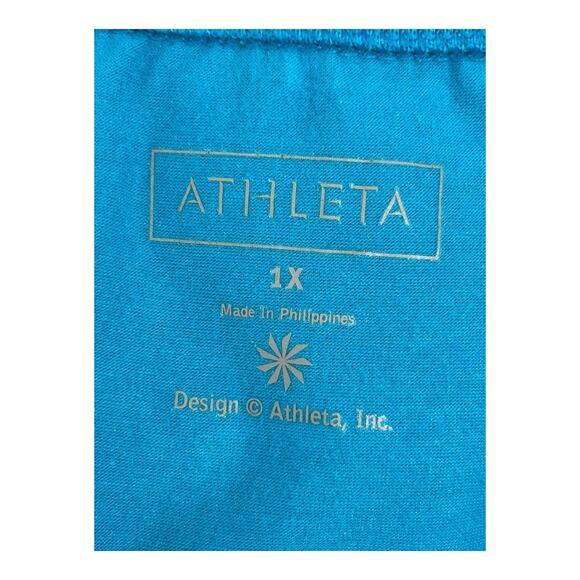Athleta Drop In Tiered Dress Womens 1X Blue Sleeveless Tank Button Front Midi - Picture 5 of 11